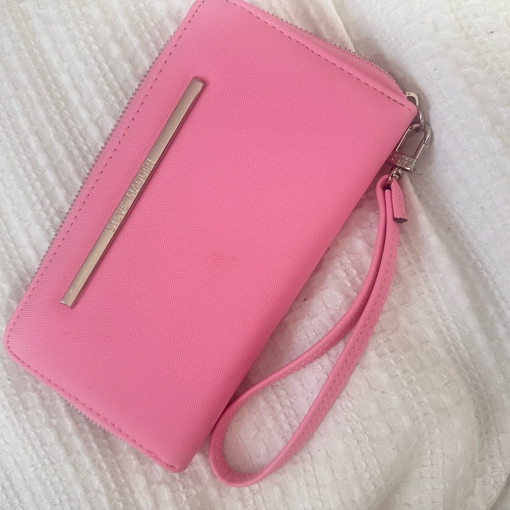 Steve Madden Pink Wristlet with Silver Accent